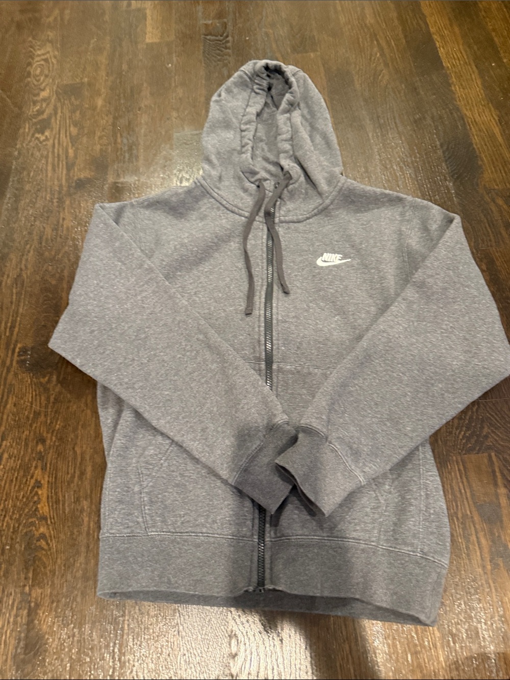 Nike Gray Zip-Up Hoodie with White Swoosh